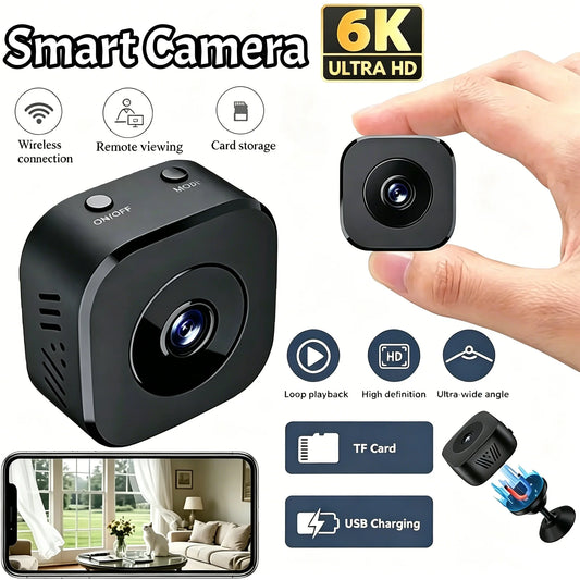 Mini Caméra de Surveillance WiFi 4K – Vision Nocturne, Détection de Mouvement, Audio Bidirectionnel