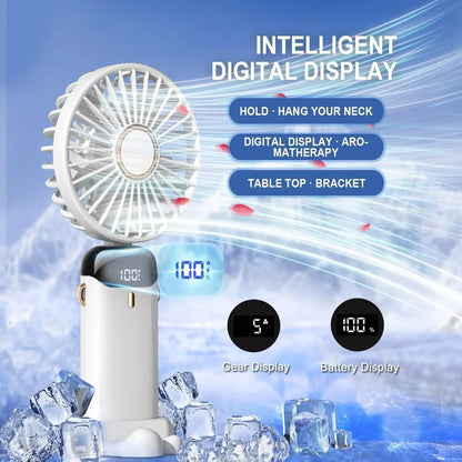 Ventilateur Mini Portable USB Pliable Avec Écran LED