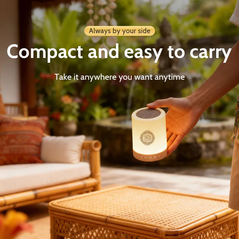 Enceinte Bluetooth Coran Azan – Lampe LED & Haut-Parleur Islamique Sans Fil