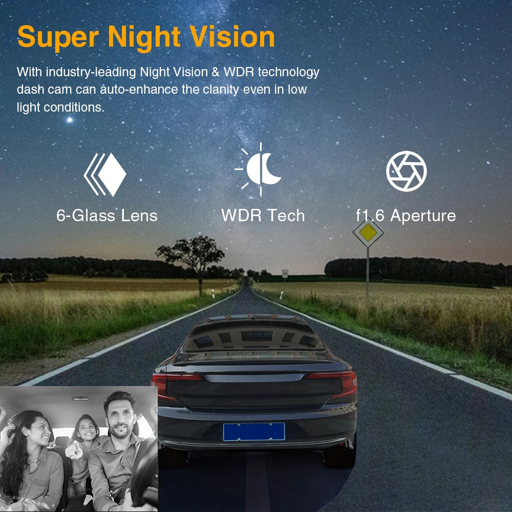 Dashcam Double Objectif 1080P – Vision Nocturne, Enregistrement en Boucle, Surveillance Parking
