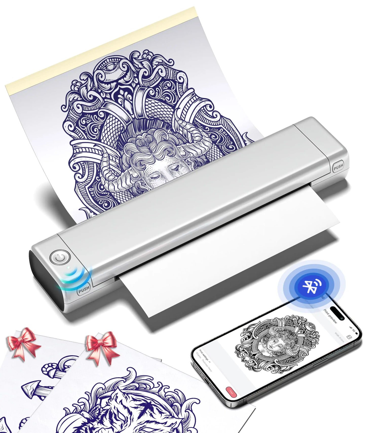 Imprimante à Pochoirs Tatouage Phomemo M08F – Bluetooth A4, 10 Feuilles incluses, Pro & Débutants