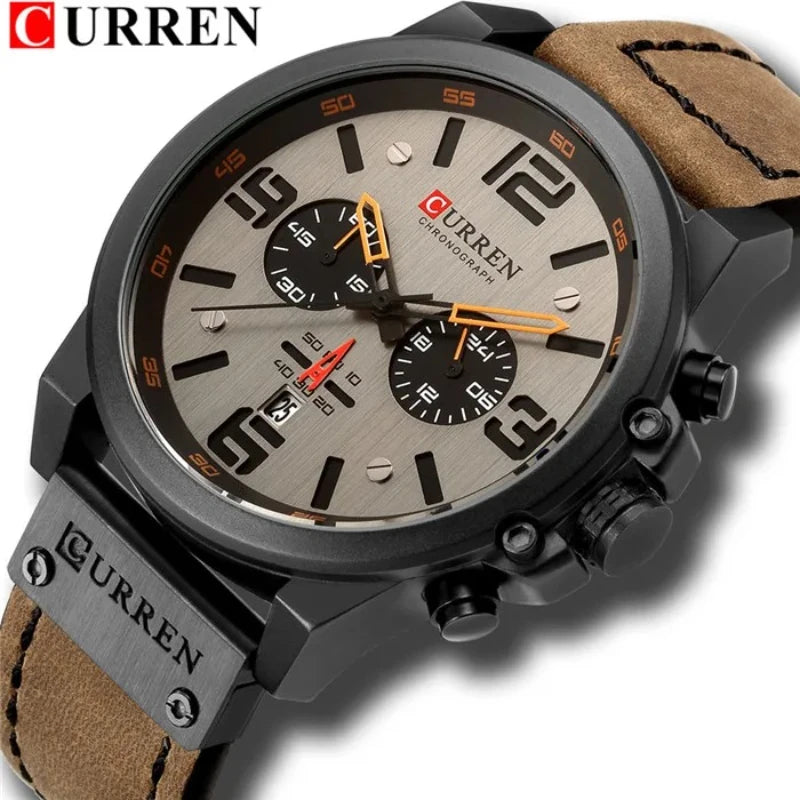 Curren 8314 – Montre Homme Quartz | Bracelet Cuir | Chronographe & Date
