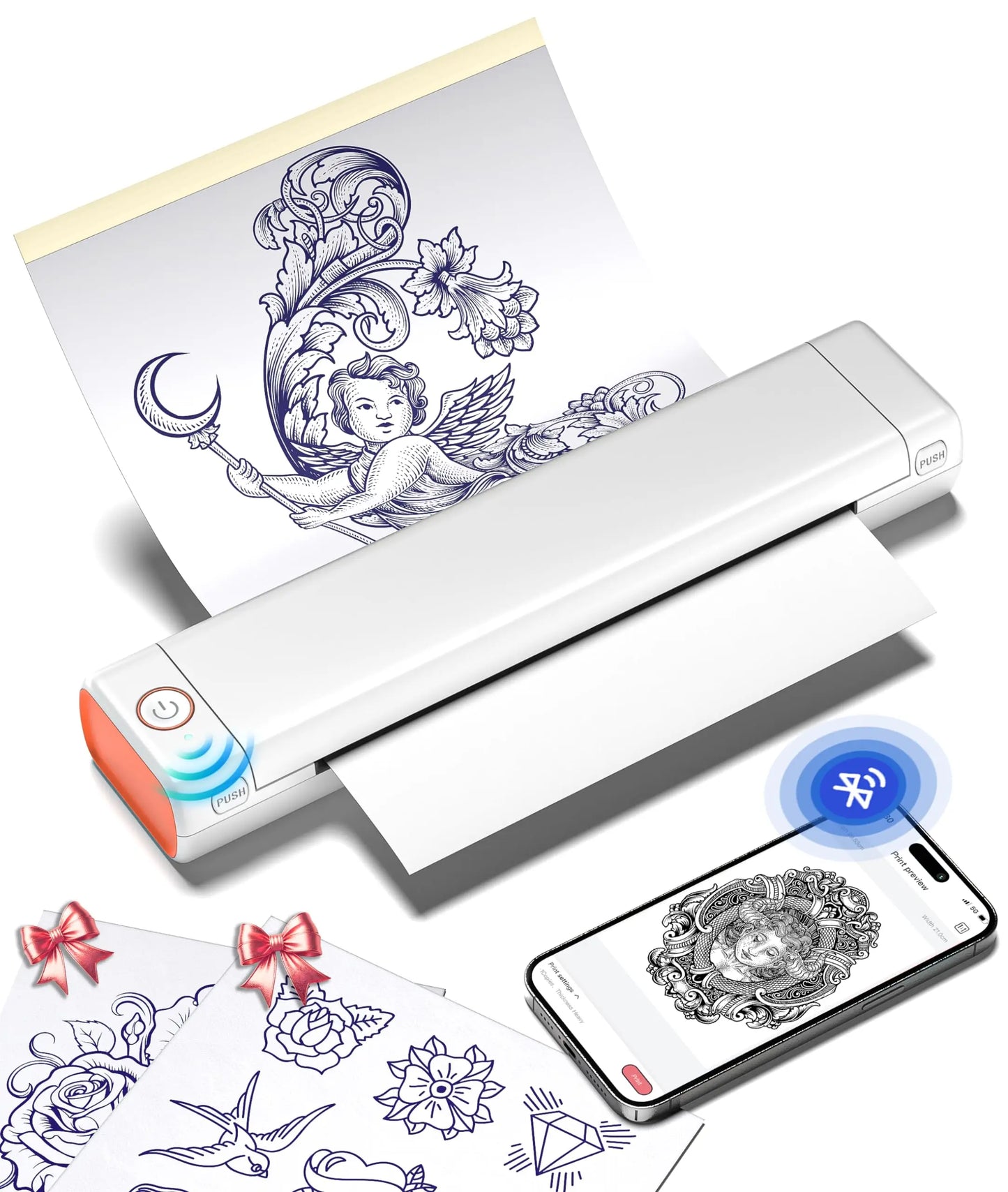 Imprimante à Pochoirs Tatouage Phomemo M08F – Bluetooth A4, 10 Feuilles incluses, Pro & Débutants