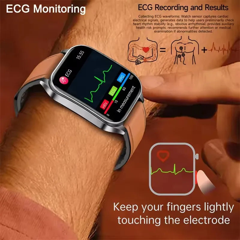 Montre Connectée Santé 2026 – Thérapie Laser 650nm, ECG, Tension, Acide Urique