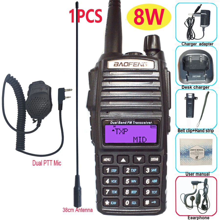 Talkie-Walkie BAOFENG UV-82 Plus — Double Bande VHF/UHF, 5W/8W, IP57, 128 Canaux