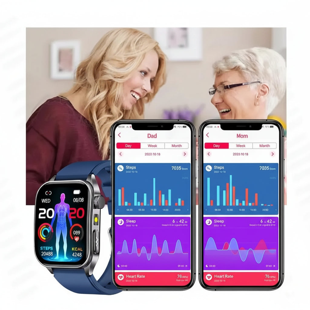 Montre Connectée Santé 2026 – Thérapie Laser 650nm, ECG, Tension, Acide Urique