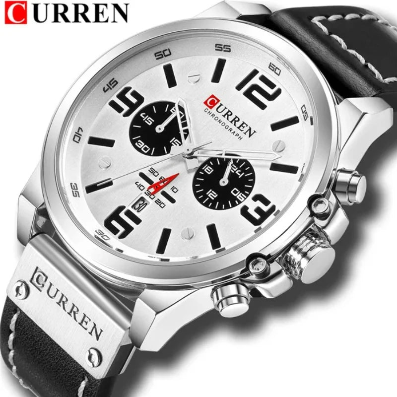 Curren 8314 – Montre Homme Quartz | Bracelet Cuir | Chronographe & Date