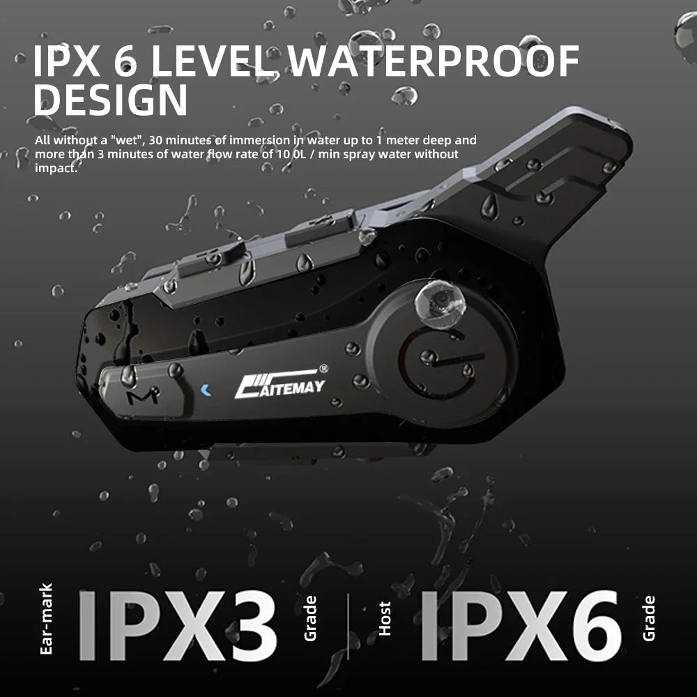 Intercom Moto Bluetooth X1 Plus – Casque Headset 1000M pour 2 Riders, IPX6, Bluetooth 5.0