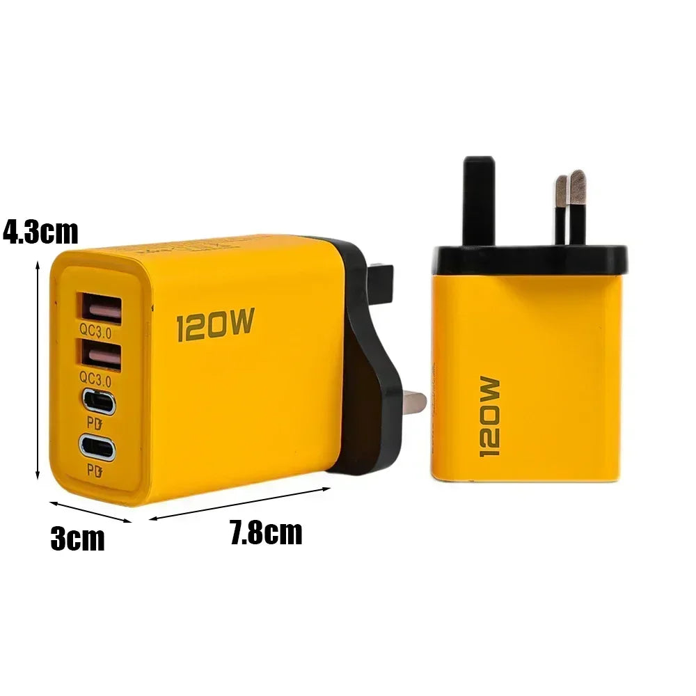 Chargeur Mural 120W BAPPSUS – 4 Ports | Charge Rapide | Prise EU / UK / US