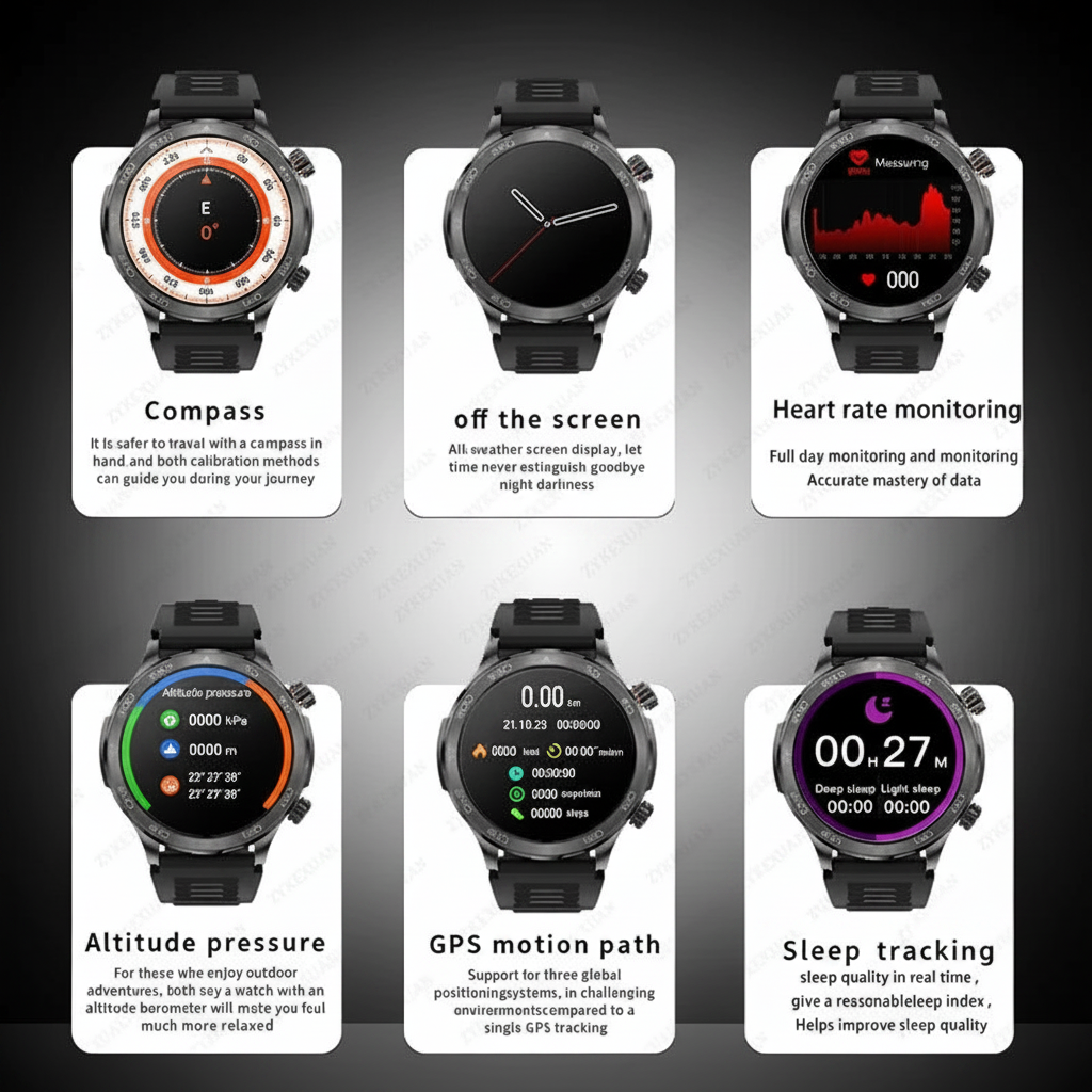 Montre Connectée Homme – Appels Bluetooth, GPS & Suivi Fitness AMOLED
