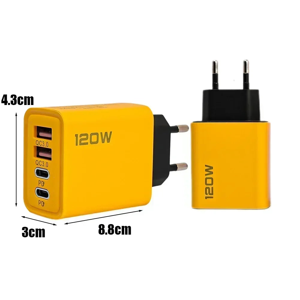 Chargeur Mural 120W BAPPSUS – 4 Ports | Charge Rapide | Prise EU / UK / US