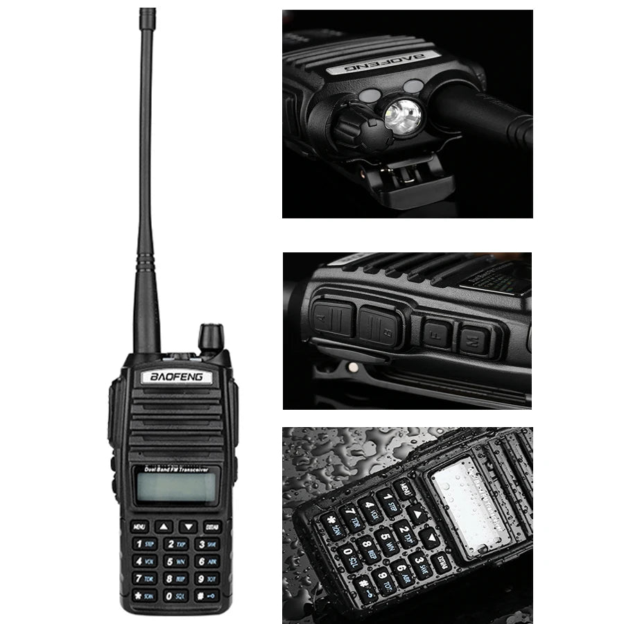 Talkie-Walkie BAOFENG UV-82 Plus — Double Bande VHF/UHF, 5W/8W, IP57, 128 Canaux