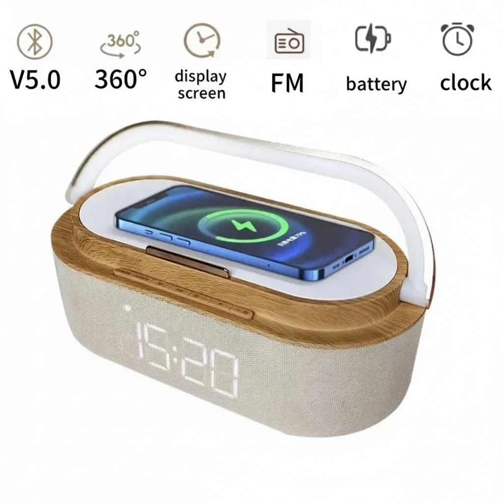 Enceinte Bluetooth QIQIZHU — Chargeur Sans Fil, Radio FM, Réveil, Son Stéréo 35W