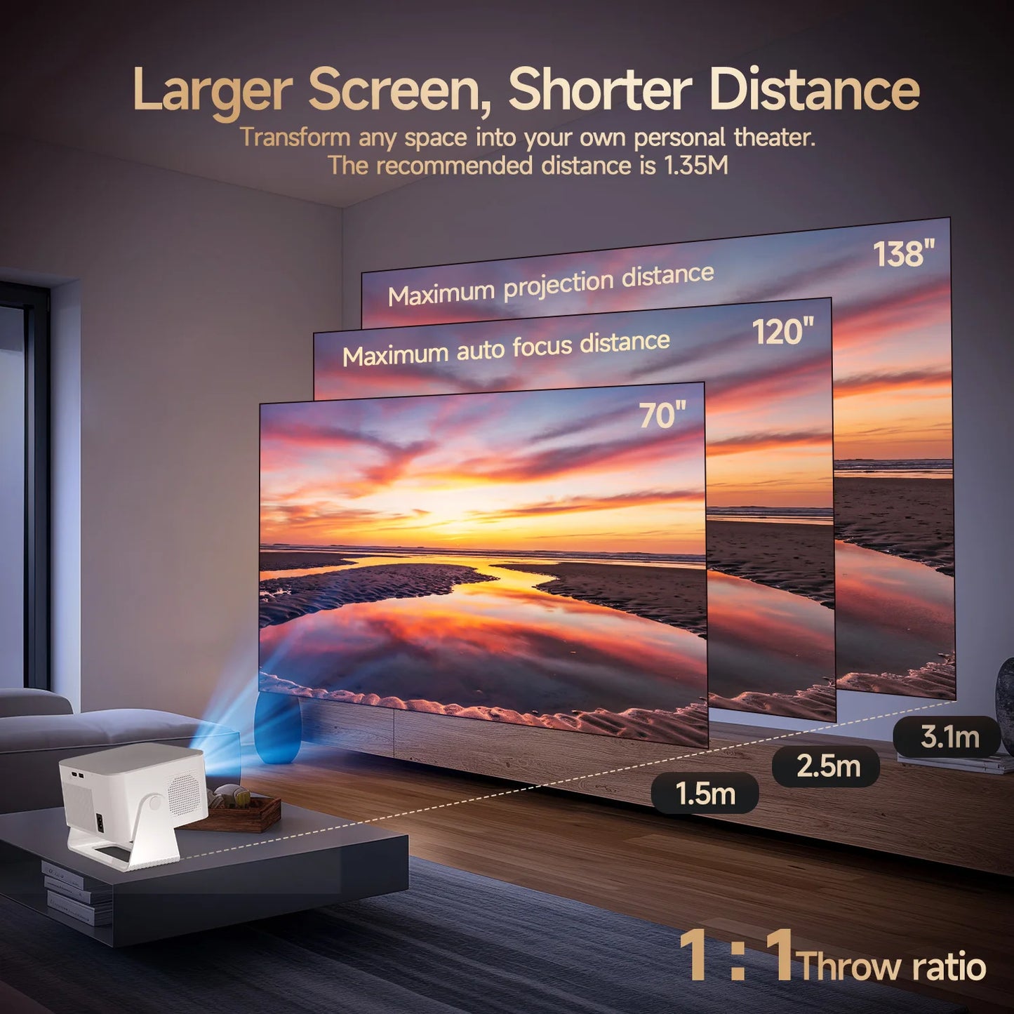 Projecteur Magcubic HY350Max – Android 14 900 ANSI, 1080P Natif 4K/8K, WiFi 6, BT 5.4