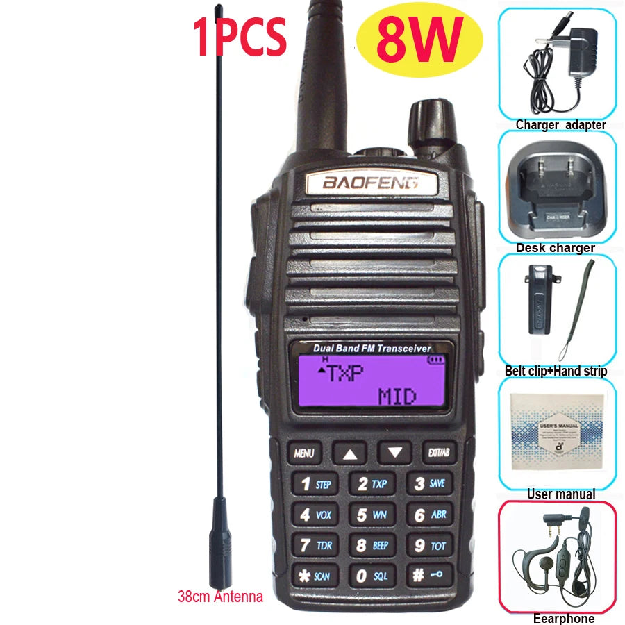 Talkie-Walkie BAOFENG UV-82 Plus — Double Bande VHF/UHF, 5W/8W, IP57, 128 Canaux