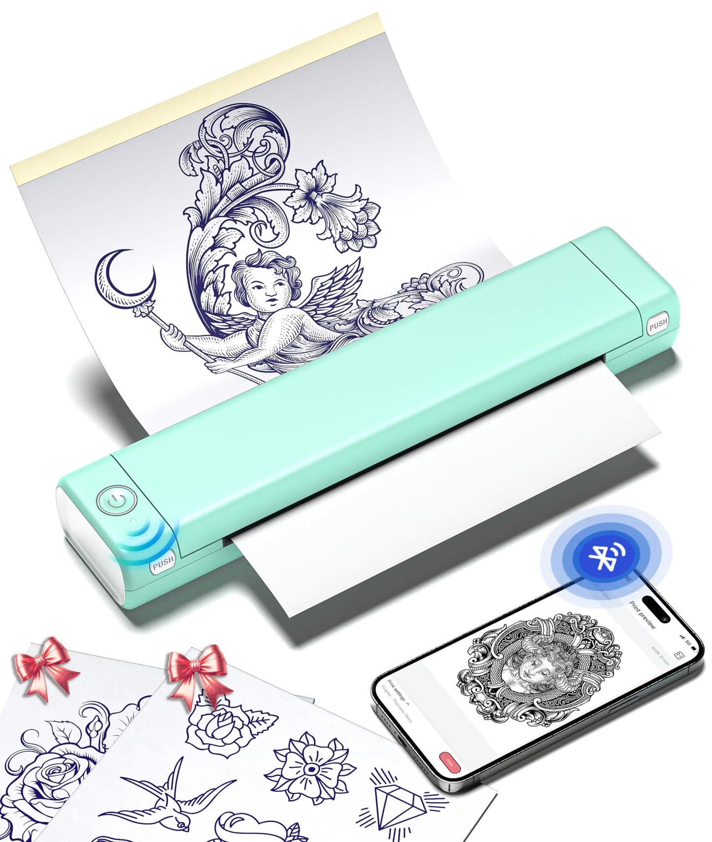 Imprimante à Pochoirs Tatouage Phomemo M08F – Bluetooth A4, 10 Feuilles incluses, Pro & Débutants