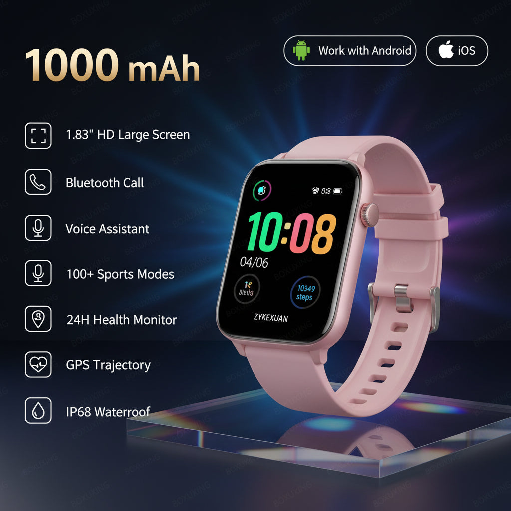 Montre Connectée 2026 – Écran AMOLED 1,85