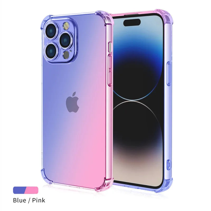 Four-corners Shockproof Gradient TPU Case for iPhone 17 Air 16e 16 Pro Max 15 14 Plus 13 Mini Protective Cover Fundas Coque Capa