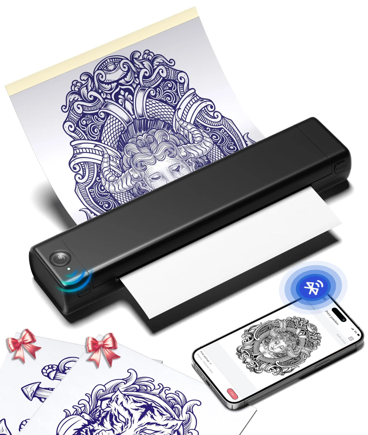 Imprimante à Pochoirs Tatouage Phomemo M08F – Bluetooth A4, 10 Feuilles incluses, Pro & Débutants