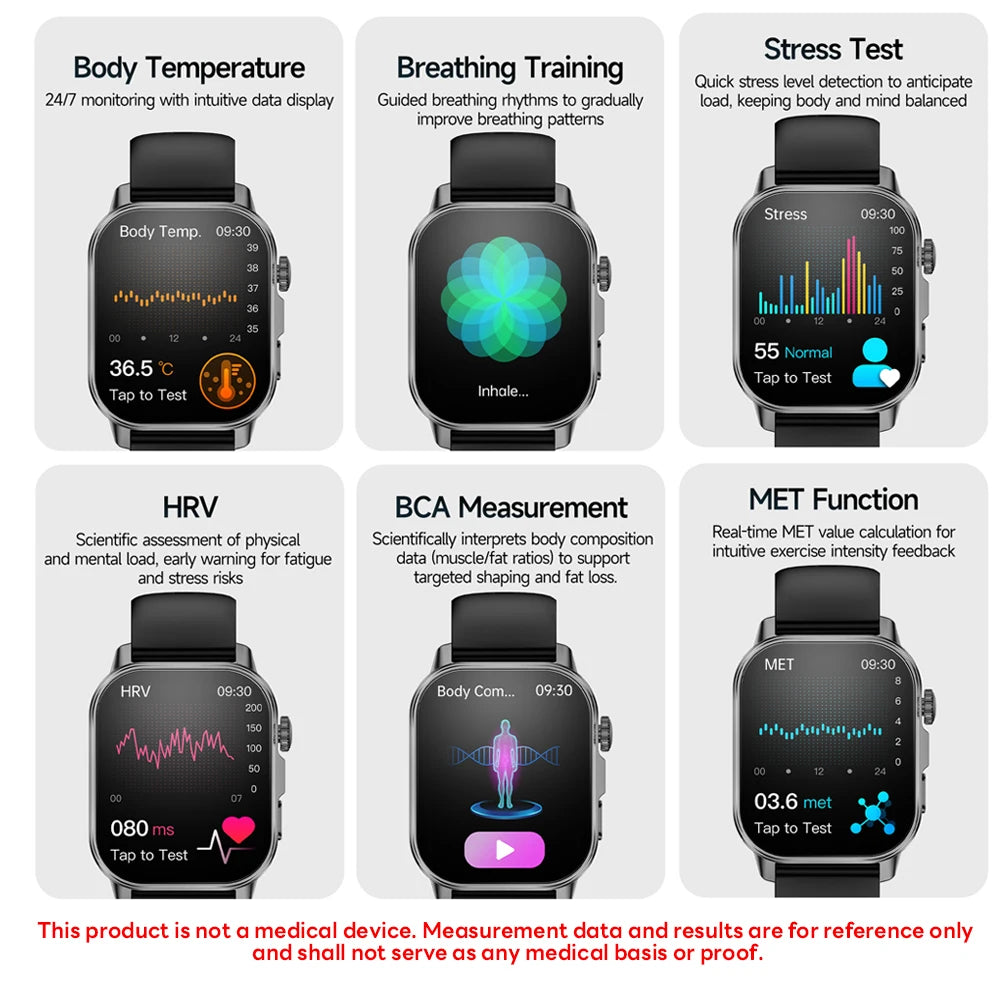 Montre Connectée 2026 – ECG, Appels Bluetooth & Suivi Santé