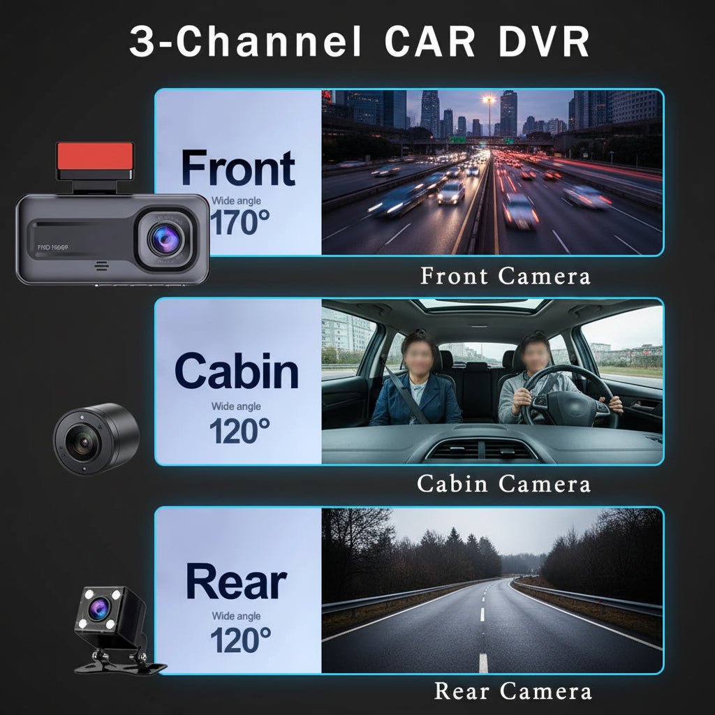 Dashcam Voiture – Caméra de Bord 1080P Full HD, Vision Nocturne