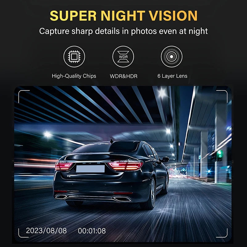 Dashcam Voiture – Caméra de Bord 1080P Full HD, Vision Nocturne