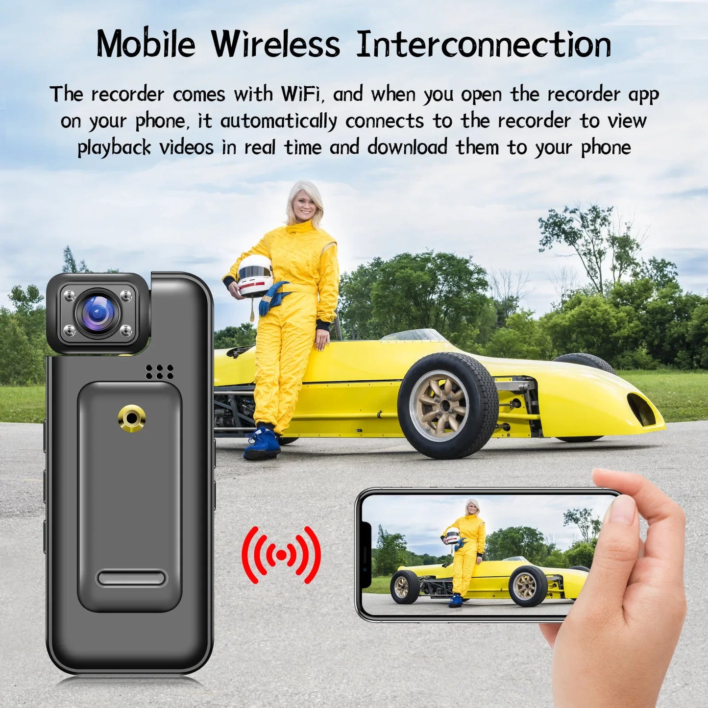 Bodycam Portable RLDV-G119 – 1080P Full HD, WiFi, Vision Nocturne, 8h Autonomie