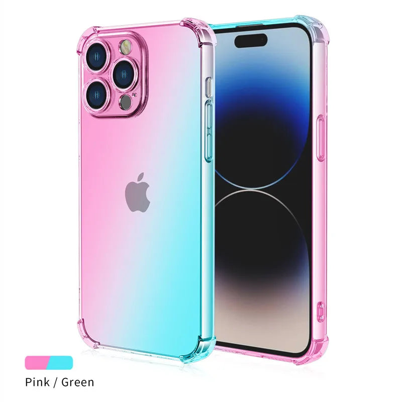 Four-corners Shockproof Gradient TPU Case for iPhone 17 Air 16e 16 Pro Max 15 14 Plus 13 Mini Protective Cover Fundas Coque Capa
