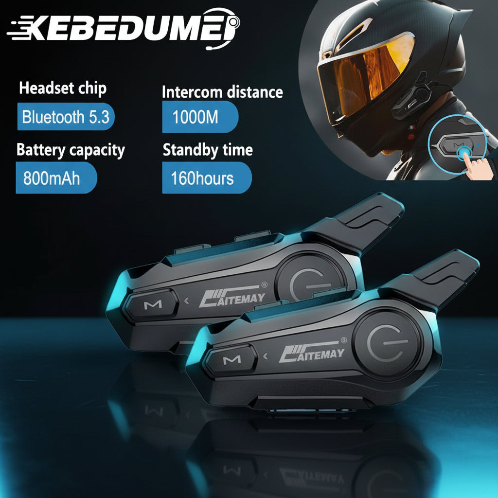 Intercom Moto Bluetooth X1 Plus – Casque Headset 1000M pour 2 Riders, IPX6, Bluetooth 5.0
