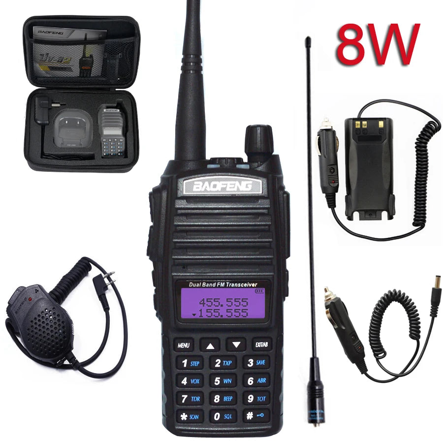 Talkie-Walkie BAOFENG UV-82 Plus — Double Bande VHF/UHF, 5W/8W, IP57, 128 Canaux