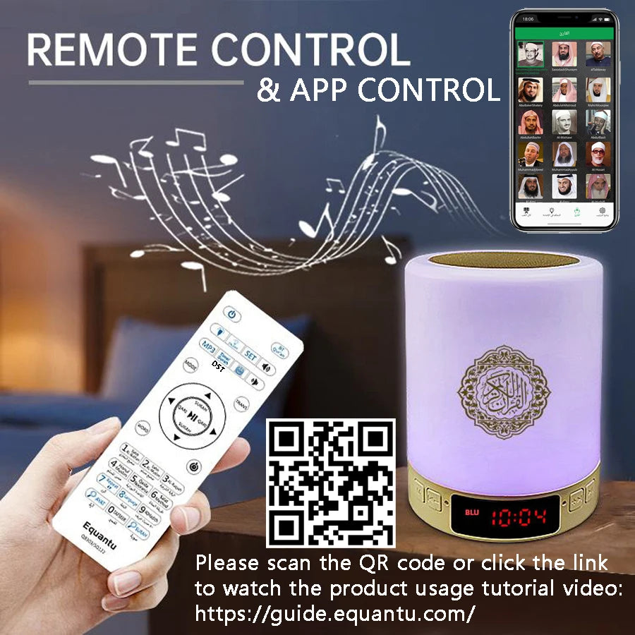 Enceinte Bluetooth Coran avec Veilleuse LED – Haut-Parleur Islamique Portable