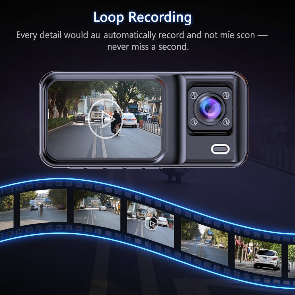 Dashcam Voiture – Caméra de Bord 1080P Full HD, Vision Nocturne